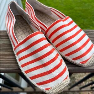 Red and White Striped Espadrilles